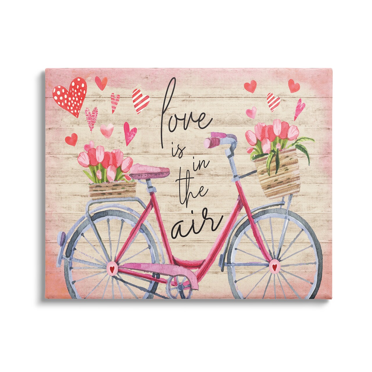 Stupell Industries Love In The Air Tulip Bike Basket Canvas Wall Art